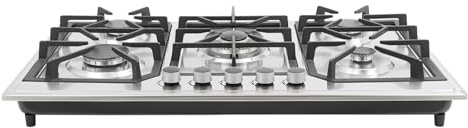 Piano di lavoro, Drop-in 5 bruciatori, piastra di cottura a gas per appartamenti, piano cottura a gas, piano cottura a gas, piano cottura in cucina domestica o commerciale, 2800 pa GPL (20Y)/gas