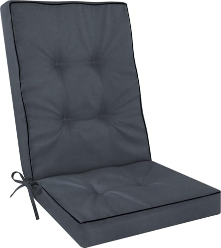 Hochlehner Auflagen Set 2er, 4er oder 6er – Gartenstuhlauflagen mit dickem Schaumstoffkern für hohen Sitzkomfort – Polster für Garten- und Terrassenstühle – made in Poland Dunkelgrau 120 x 50 x 8 cm