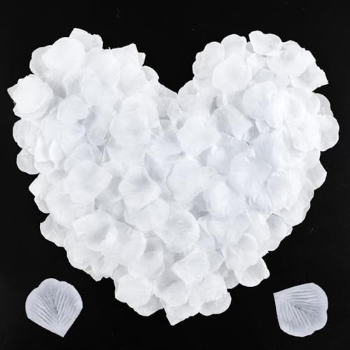 Alaoo 1000 Piezas Pétalos de Rosa,Pétalos de Flores Seda Artificial,Blanco | Pétalos de Rosas Blanco para Bodas,Pedidas,Fiestas,Decoración Romántica