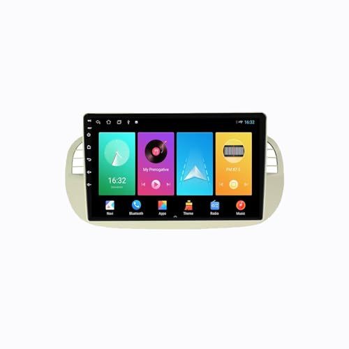 Multimedia-Player for FIAT 500 2007-2015 Android 15 9 Inch Digital Media Receiver with Bt Gps Navigation Wifi Fm Rds Radio Carpaly Backup Camera Cooling Fan For, 4 Core 2G+64G