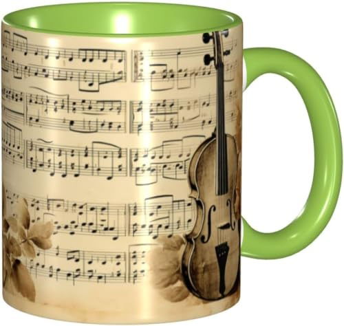 Porcelana Tazas De Café Notas Musicales En Papel Antiguo Taza Cerámica Personalizada Tazas De Té Para Mujer Día De La Madre Abuela 330Ml
