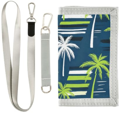miaozhen Pince à billets à trois volets arbre d'été vert bleu fluo | Portefeuille simple à clip pour homme avec cordon, pour femme, billeteras para hombre