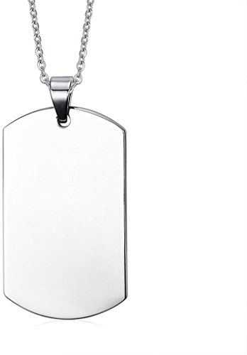Daesar Kette Herren Edelstahl, Halskette Personalisiert mit Charms Anhänger Hundemarke Dog Tag Erkennungsmarken Kette Silber 60CM