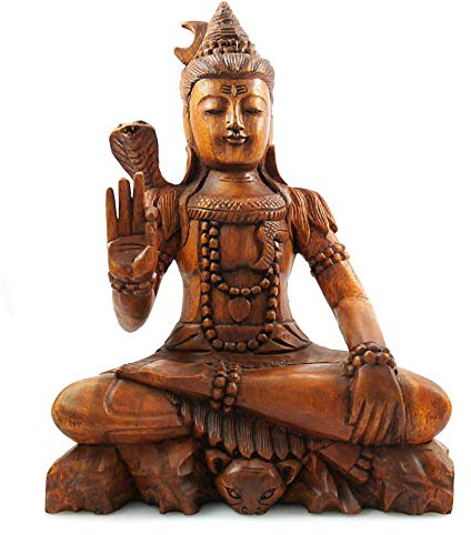 Statue von Shiva H40 cm aus exotischem Holz. Skulptur handwerkliche und Fair.