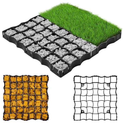 rg-vertrieb Rasengitter 50x50x2,5 cm (12 Stück, 3 m²) - Modern, Schwarz, Polyethylen (PE) - Belastbarkeit bis 300 t/m²