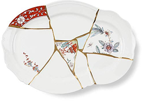 Seletti Kintsugi Vassoio in porcellana e oro 24 carati | La collezione Kintsugi di Marcantonio Raimondi Malerba per Seletti è una linea di piatti contemporanei che incarna la belle