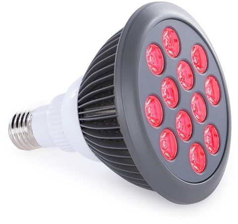 hooga Red Light Therapy Bulb, 660nm & 850nm Red & Near Infrared Light, 12 Dual-Chip LEDs, Targeted Light Bulb with Base & Braided Power Cord for Home Wellness Routine, HG24