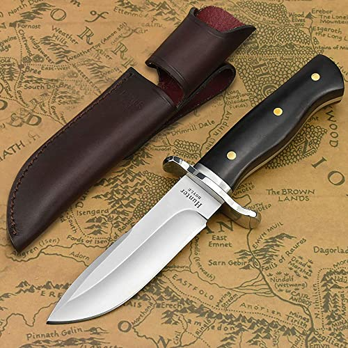 NedFoss HUNTER Jagdmesser, 11.4CM D2 Stahl Fahrtenmesser 42a konform mit Edler Holzgriff, Scharfe Outdoor Messer mit Holster, Bowiemesser in Geschenk-Box für Bushcraft, Angeln, Sammlung, Camping