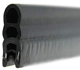 SMI-Dichtungsprofil DO24 für 1-2mm EPDM Moosgummi/Vollgummi mit Stahleinlage selbstklemmend ohne Kleber - Kantenschutz mit Dichtung oben, gleitlackbeschichtet für Auto, Kofferraum (3 m)