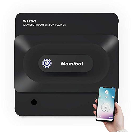Mamibot W120-T Aspirapolvere robot per la pulizia delle finestre per piastrelle di vetro Windows con APP iGlass e telecomando (nero)