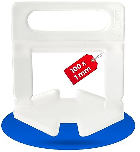 Croisillons auto-nivelants pour carrelage, Largeur de joint de 1 mm et hauteur de carreaux de 3 à 15 mm, 100 pièces, Système de nivellement carreaux, Aide à la pose, Outils carrelages, Entretoises