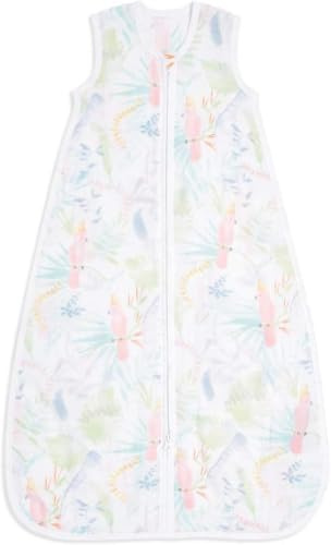 aden + anais essentials Baby Sleeping Bag, 100% Cotton Muslin, Wearable Swaddle Blanket for Girls & Boys, Newborn Sleep Sack, TOG Rating 1.0, 0-6 Months, tropicalia