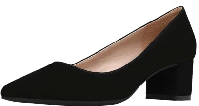 DREAM PAIRS Women’s Chunky Low Block Heels Closed Toe Dress Pumps Shoes,Size 6.5,Black/Nubuck/Pu,DPU212