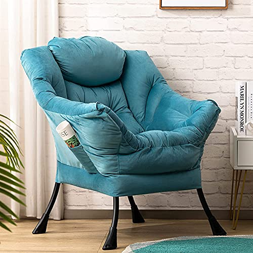 HollyHOME Ohrensessel Sessel Wohnzimmer & Schlafzimmer Relaxsessel Samt Lesesessel Relax Sessel Lounge Sessels Armlehnensessel mit Stahlrahmen, Blau See