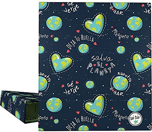 Grafoplás 88172622 A4 Ring Binder, 4 Mixed Rings, 40 mm, Ollao in Lomo, Be You Collection, Planet
