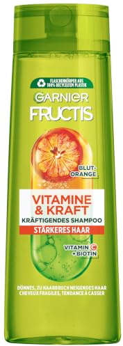 Garnier Kräftigendes Shampoo für dünnes und brüchiges Haar, Effektiv gegen Haarverlust, Mit Vitamin C und Blutorange, Fructis Vitamine & Kraft, 300 ml