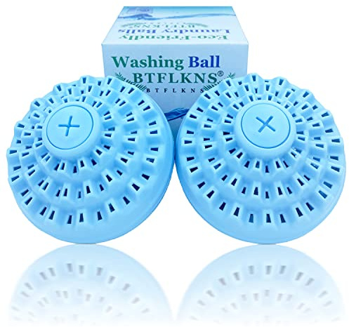 BTFLKNS® Laundry Balls Set, Eco-Friendly Super Washing Machine Laundry Ball, All Natural Washer Ball Laundry Detergent Alternative, With A Storage Bag and 100g Ceramic Ball(2pcs Balls,Blue)
