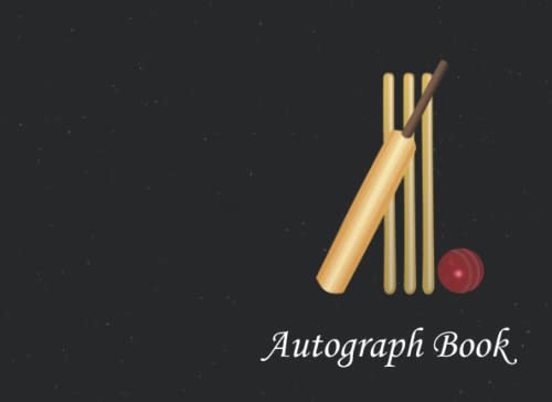 Autograph Book: Cricket, Paperback, Signatures Blank Scrapbook, Blank Unlined Memory Journal, Keepsake Book, Celebrity Memorabilia Album Gift, Present ... School Clubs, Social Groups, or Summer Camps