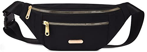 Estwell Bauchtasche Herren Damen Stylisch Gürteltasche Mädchen Mode Hüfttasche Verstellbarer Laufgürtel Umhängetasche Geldgürtel für Reisen Wandern Party Festival, Schwarz