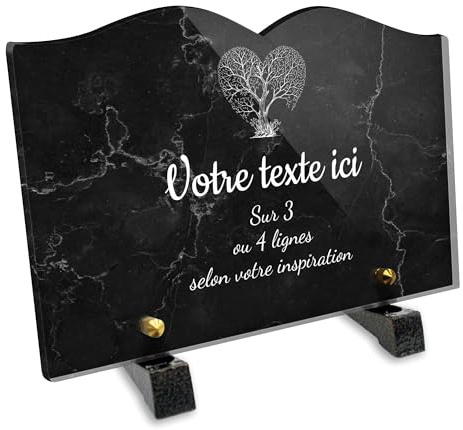 OCAP-FUNERAIRE.COM Grabschild, personalisierbar, aus Plexiglas, Motiv: Herzbaum, verschiedene Größen, Dicke 6 mm, auf verschiedenen Linien, 22-5 x 15 cm