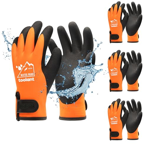 toolant 100% Waaserdichte Arbeitshandschuhe für Herren und Damen, Arbeitshandschuhe Winter für kaltes Wetter, Touchscreen, Warme Thermohandschuhe (3 Paare)