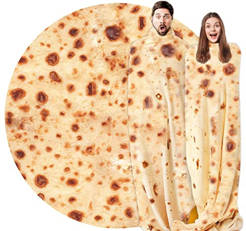 FainFun Manta Burrito, Cálida y Suave Franela, Cobija Taco para Niños y Adultos, Manta en Forma de Taco Creativa, Toalla Tortilla Redonda 150 * 150 CM