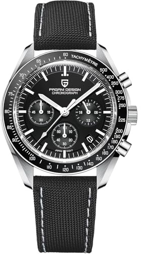 Pagani Design 1701 Reloj Casual de Cuarzo para Hombre, Reloj automático de Acero Inoxidable, cronógrafo Resistente al Agua de 100M, Reloj con Espejo de Zafiro (Todo Negro PA-1701)