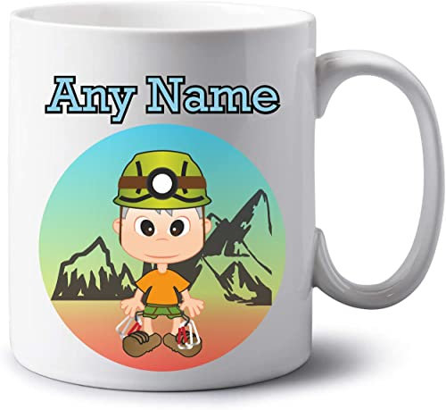 GOPERSONALISED Climbing Gifts for Men - Personalised Climbing Mug Jumbo 20oz Coffee Tea Cup - Novelty Birthday Christmas Sports Rock Climbing Gifts for Him (Grey Hair)