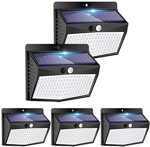Peasur Lampe Solaire Extérieur 5 pack 3 Modes Projecteur Led Eclairage Avec Detecteur Sans Fil Spot Solaire Exterieur IP65 Etanche Lumiere pour Jardin, Garage