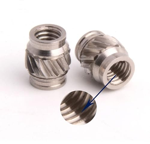 Rändelmuttern aus Messing M3 M4 M5 M6 Heiße Schmelzkupferwärme -Knurchen -Gewinde Insertion Messing Einsatz Nuss Edelstahl Injektionsgeformte eingebettete Befestigungselemente 3d (Color : Stainless s