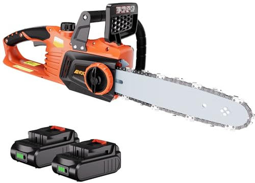 AIVOLT Motosierra Batería con Espada 30CM Motosierra Inalámbrica con 2 Baterías 40V 2.0Ah Motosierra con Motor sin Escobillas y Cadena Velocidad de 13m/s Lubricación Automática de Aceite