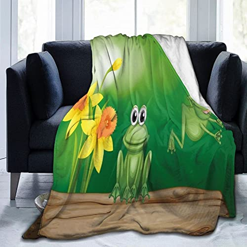 okoikfc Kuscheldecke Flauschig 220x240 cm 3D Grüner Frosch Decke Fleecedecke - Wohndecke, Sofadecke XXL, Decke Couch Blanket, Kuscheldecke Große, Sofa überwurfdecke