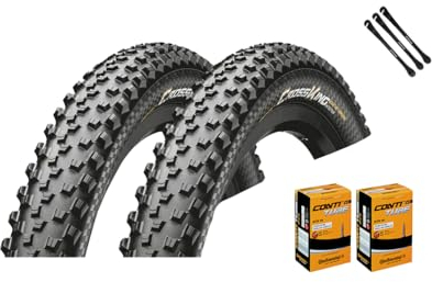 2er Set Continental Fahrradreifen Cross King Wire MTB 29 Zoll (55-622) AV DV SV Schlauch + 3 Metall Reifenheber (29x2,20 (55-622), SV-Ventil Schläuche)