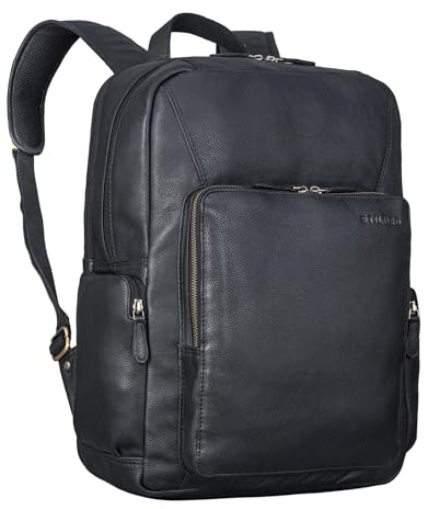 STILORD Werner Moderner Leder-Rucksack mit vielen Fächern | Business-Rucksack mit Laptop-Fach 15-17 Zoll Groß | Echt-Leder Tagesrucksack für Damen und Herren Farbe:schwarz