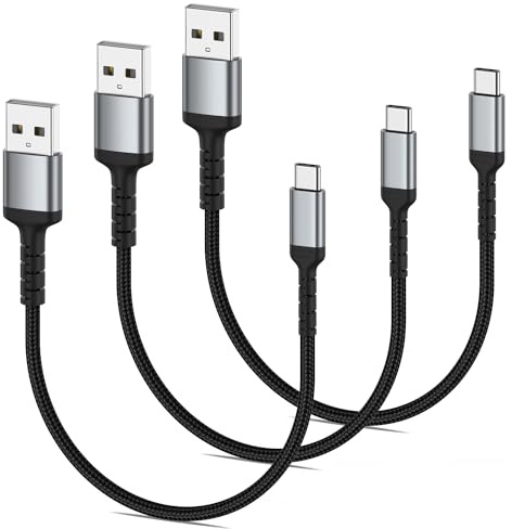ULIFTUS 30cm USB C Kabel Kurz, 3Stück Nylon USB A auf USB Typ C Ladekabel | Nylon, 3A Schnellladen, 480 Mbit/s Datenübertragungsrate, für Samsung Galaxy S26 S25 S24 S23 S22, iPhone 17 16 Pro Max