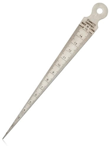 GLADFRESIT Stainless Steel Taper Gage, 1-15mm Taper Welding Gauge, Inch & Metric Wedge Feeler Gap Hole Measuring Tool