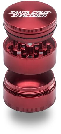 Santa Cruz Shredder Metal Herb Grinder Knurled Top for Stronger Grip 3-Piece Medium 2.2 (Red)