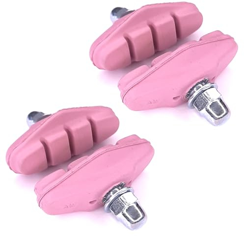cyclingcolors 4X Fahrrad Bremsschuhe 50mm für Rennrad Felgenbremse Bremsbeläge mit Bolzen Gewinde Befestigungsmaterial, Rosa