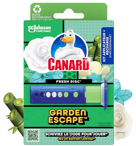 Canard® WC Fresh Disc Edition Limitée Garden Escape - Bloc Sans Cage Nettoyant WC - 1 Diffuseur + 1 Recharge, 6 Disques