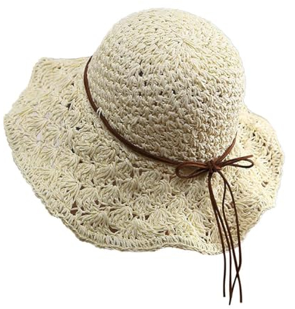AKJAXQU Frauen Strohhut Damen Sonnenhut Atmungsaktiv Sommerhut Sonnencreme Anglerhut Outdoor Hut Faltbar Fischerhut Sommer Anti-UV elegant Strandhut für Wandern Camping Tourismus
