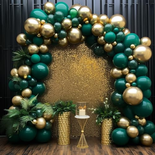 DODUOS 136pcs Sage Green Balloon Arch Kit, Green and Gold Balloon Arch Kit with Multiple Sized Birthday Balloons Jungle Balloon Arch Kit for Party Birthday Valentine Wedding Decors