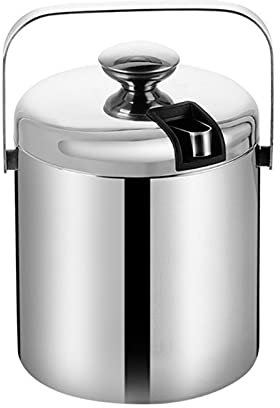 CRBUDY Eiskübel, Eiskübel mit Deckel und Eiszange, isolierter Eiskübel mit versiegeltem Deckel und Zange, großer 1,3-Liter-Edelstahl mit moderner Zangenaufbewahrung für Partys, moderner E