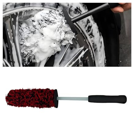 CGEAMDY Felgenbürste Auto, Mikrofaser-Reinigungsbürste Für Autos, Microfaser Auto Felgenbürste Alufelgen, Universell Auto Weiche Mikrofaser Felgen Bürste Für Eine Besonders Schonende(Rot&Schwarz)
