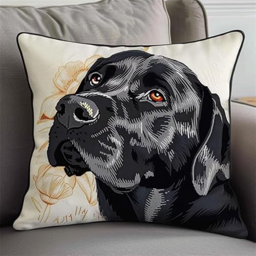 Knüpfen Set Erwachsene Vorgedruckt Hund Knüpfset für Erwachsene (43X43cm) Bastelset Knüpfen Kissen Bastelset Knüpfen Handwerksset Kissen DIY Bastelset für Anfänger für die Sofa-Heimdekoration