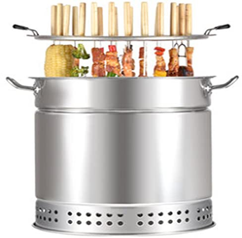 Tragbarer Indoor und Outdoor Rauchfreier Holzkohlegrill für Haushalt Edelstahl BBQ Hängender Herd für mehr als 5 Personen