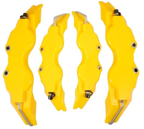 OSOLADY Brake Caliper Covers Set 2pcs Yellow 3d Style Front and Rear Caliper Wraps for Car and