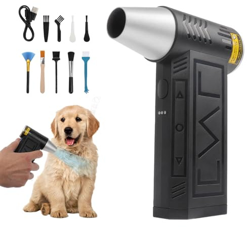 Soplador de Polvo Eléctrico 100000 RPM, 3 Velocidades Aire Comprimido Limpieza PC, 4000mAhx2 Recargable Soplador Aire Comprimido, Turbojet Soplador de Aire Potente para PC, Teclado, Mascotas, Coche