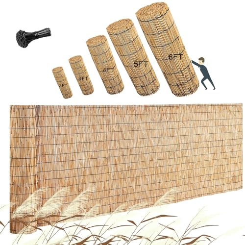LRHELPBNR Valla De Caña Natural Valla Natural Cañizo para Ocultación Y Decoración De Ambientes. Rollo Protector Visual Y Privacidad para Balcón, Patio Y Jardín(1.83x18m/6x59ft)