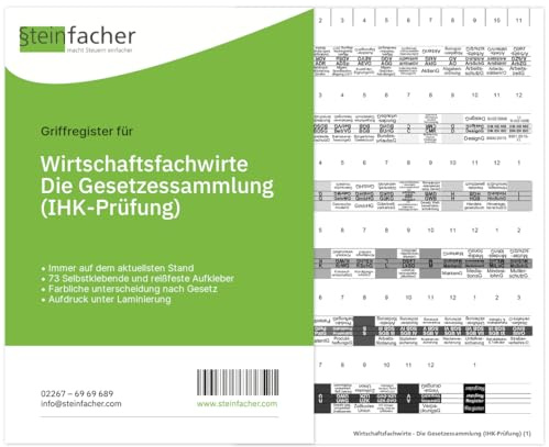Steinfacher Griffregister für Wirtschaftsfachwirte - Die Gesetzessammlung (IHK-Prüfung)