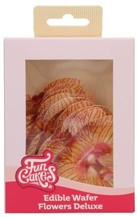 FunCakes Edible Wafer Flowers Essbare Blumen, Orchid Goldbrown, 10 Stück | Goldbraune Orchideen aus Essbarem Papier, Gebrauchsfertig, Essbare Blumen für Torten, Kuchen, Cupcakes und Desserts